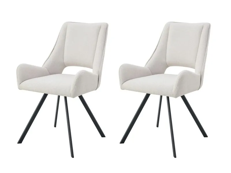 2er Set Stuhl Helen | Webstoff | creme