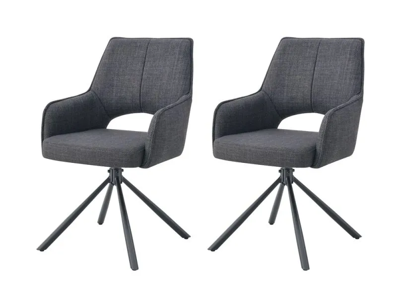 2er Set Stuhl Jana | Webstoff | drehbar | anthrazit