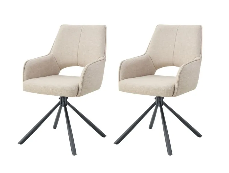 2er Set Stuhl Jana | Webstoff | drehbar | creme