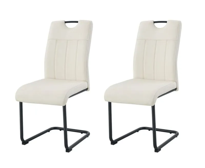 2er Set Stuhl Lisa | Samtbezug | creme