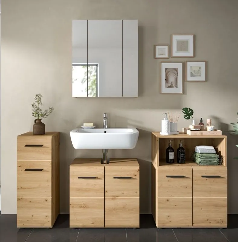 Bad Set Ice 8 | 4-teilig | Artisan Oak ohne Aufsatzleuchte