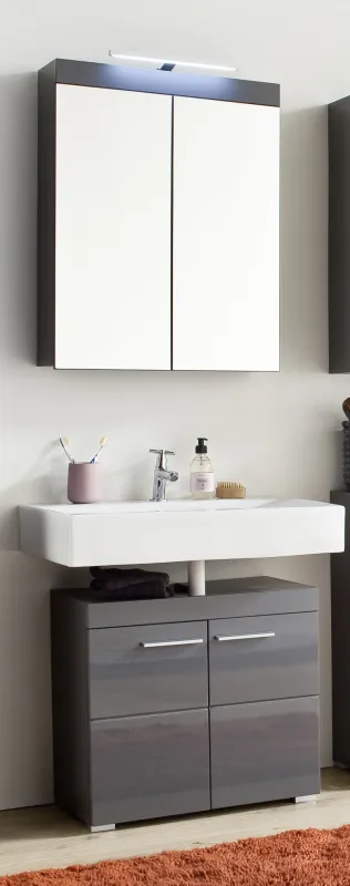 Badezimmer-Set Amanda | grau Hochglanz | 2-teilig
