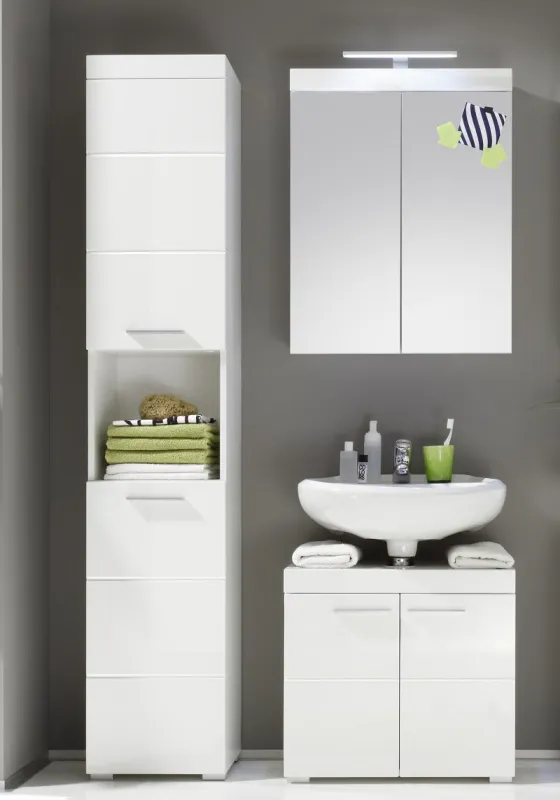 Badezimmer-Set Amanda | weiß Hochglanz | 3-teilig