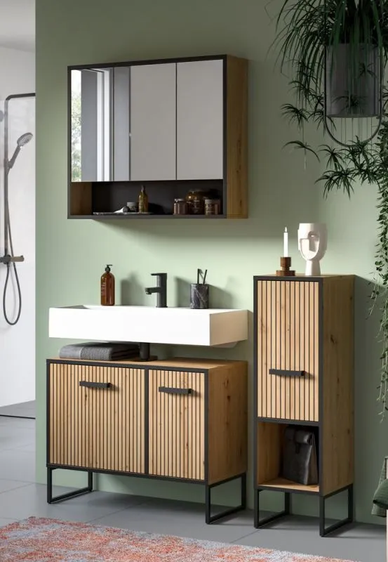 Badezimmer-Set Bagno 1 | Artisan Oak | 3-teilig mit Beleuchtung