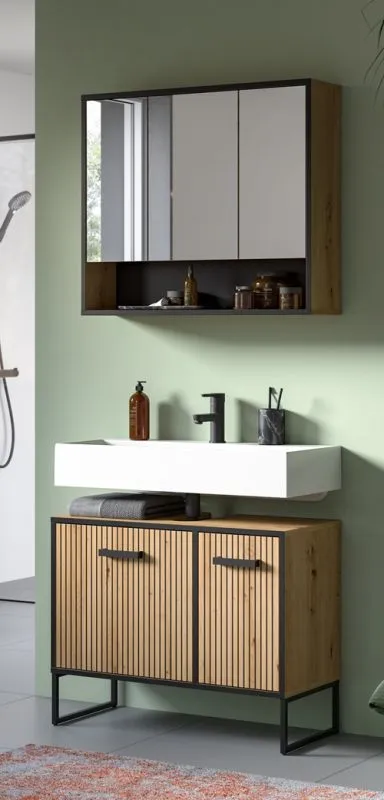 Badezimmer-Set Bagno 2 | Artisan Oak | 2-teilig mit Beleuchtung