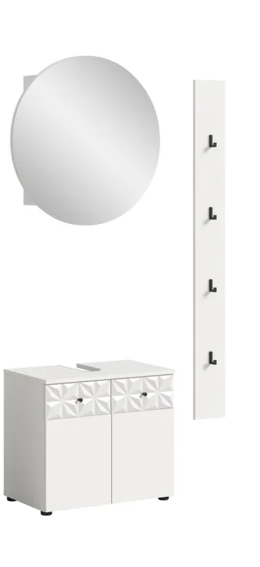 Badezimmer-Set Prisma 4 | weiß / weiß Hochglanz | 3-teilig | ohne Beleuchtung