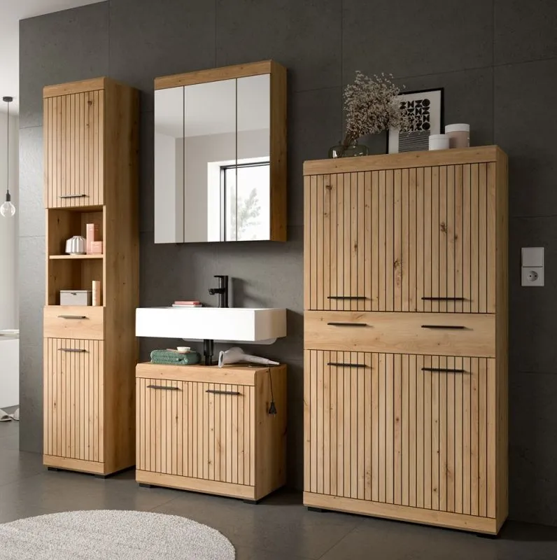 Badezimmer-Set Scout 3 | Artisan Eiche | 4-teilig mit Aufsatzleuchte