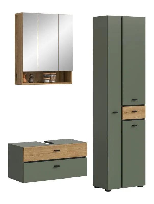 Badkombination Bad Set Aqua | 3-teilig | Sage Green / Evoke Oak mit