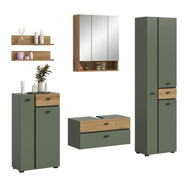 Badkombination Bad Set Aqua | 5-teilig | Sage Green / Evoke Oak ohne