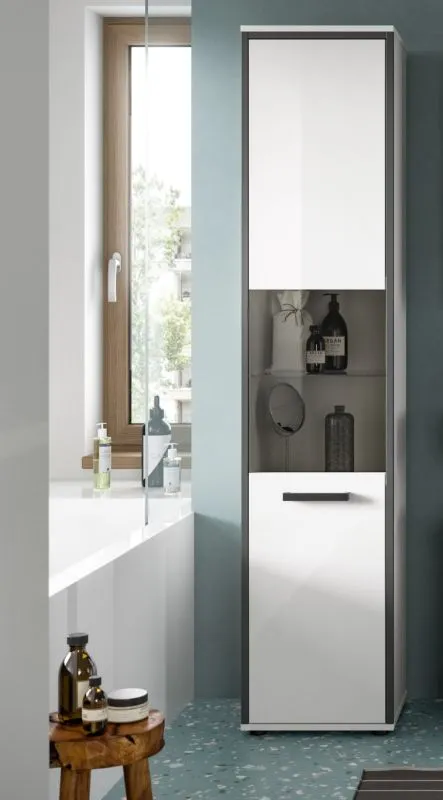Badschrank Kojak 2 | weiß / weiß Hochglanz | optional Beleuchtung