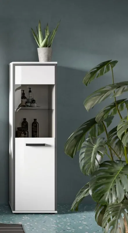 Badschrank Kojak | weiß / weiß Hochglanz | optional Beleuchtung