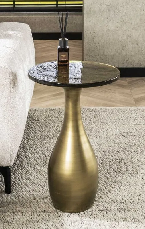 Couchtisch Mira 2 | tropfenförmig | Glas | Antikgold