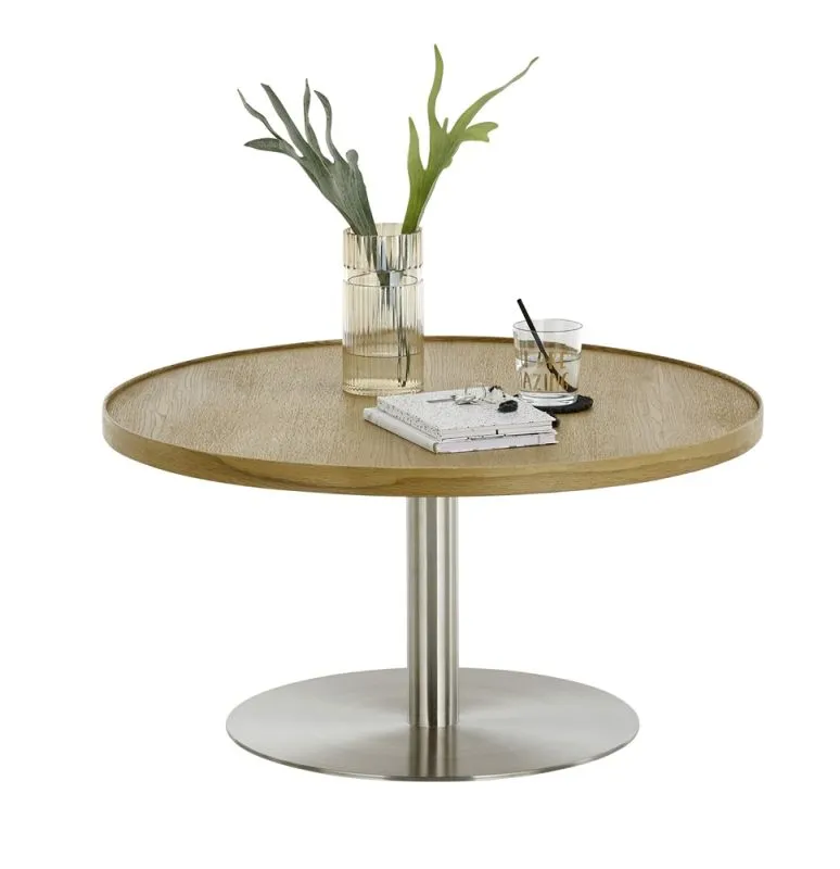 Couchtisch Monteverde | rund | Ø60/Ø80 | Eiche / Edelstahl | verschiedene Größen