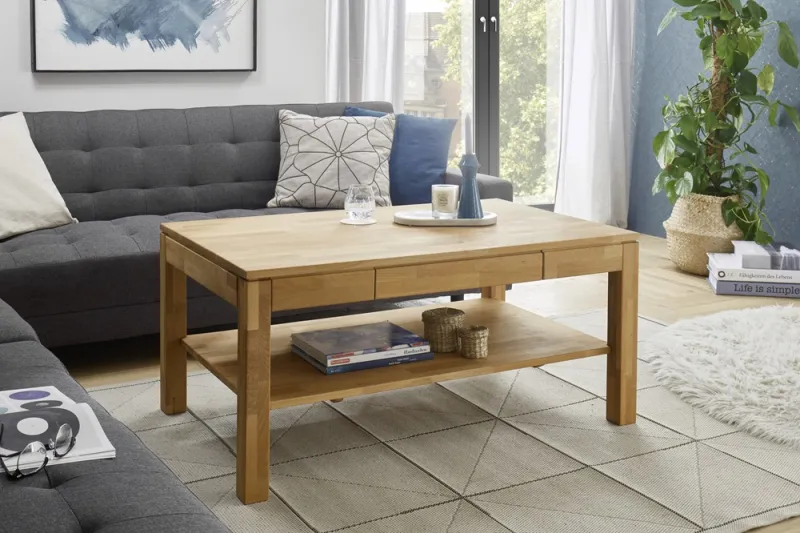Couchtisch Salem | Kernbuche massiv | mit Schubkasten | 115X70