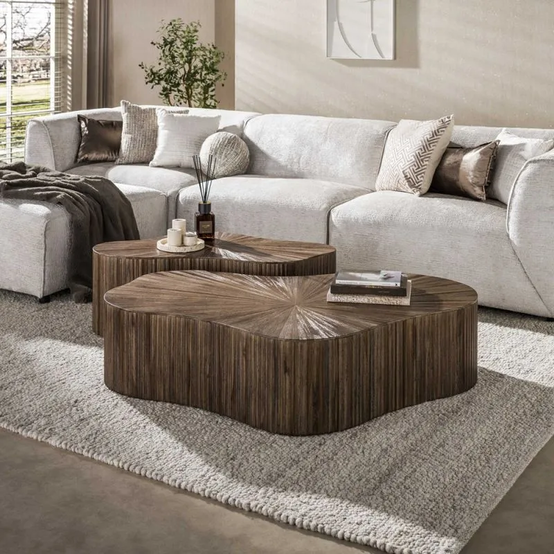 Couchtisch Set Luck 3 | 2-teilig | Teakholz massiv | Espresso