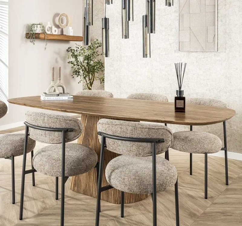Esstisch Board | 215cm | oval | Mango massiv | sand