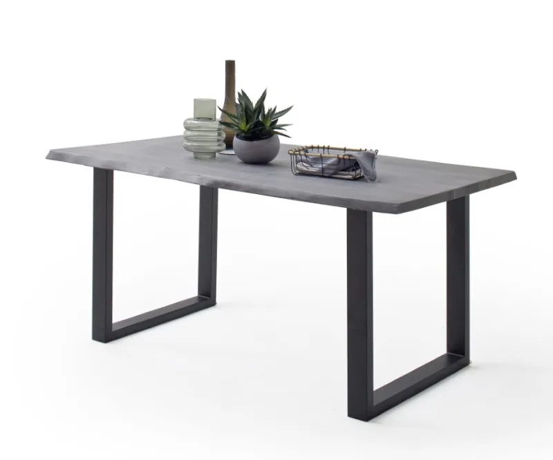 Esstisch Calabria | Akazie massiv | U-Gestell | grau / anthrazit | 200 x 100 -Tischplatte 3,5 cm