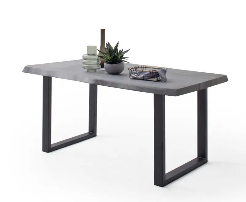 Esstisch Calabria | Akazie massiv | U-Gestell | grau / anthrazit | 220 x 100 -Tischplatte 5,5 cm