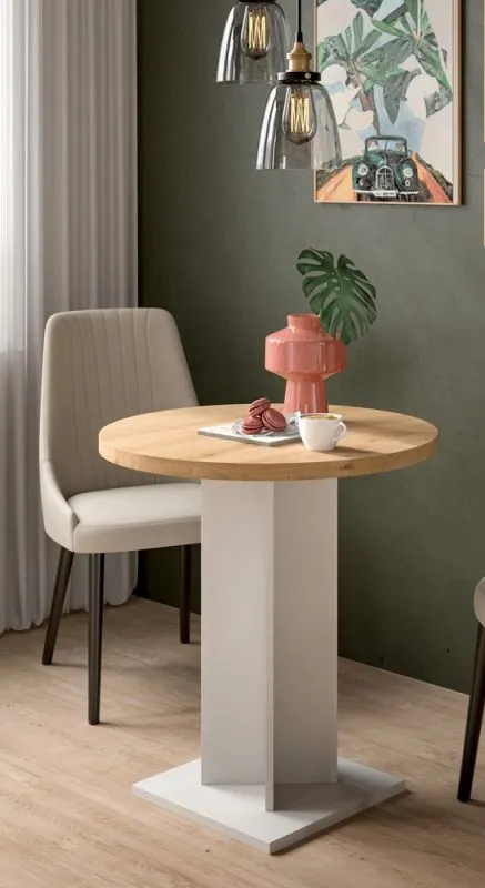 Esstisch Gustav rund | 70 cm | Artisan Eiche / weiß