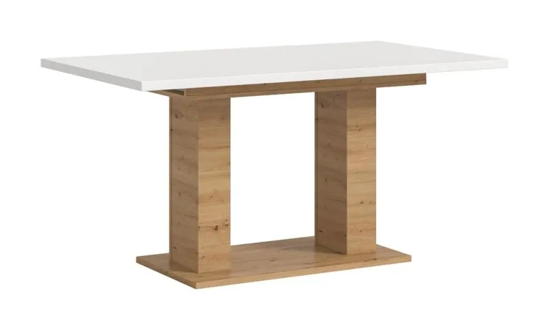 Esstisch Motion | ausziehbar | Doppelsäulen-Fußgestell | Artisan Eiche / weiß | 150(190)x90
