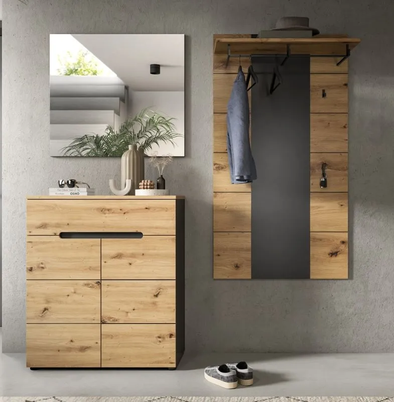 Garderoben-Set Canu 3 | Basalt grau / Artisan | 3-teilig