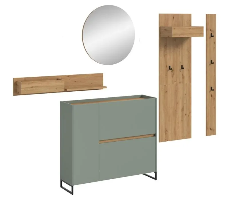 Garderoben-Set Drive 1 | Salbei / Artisan Oak | 5-teilig ohne Beleuchtung
