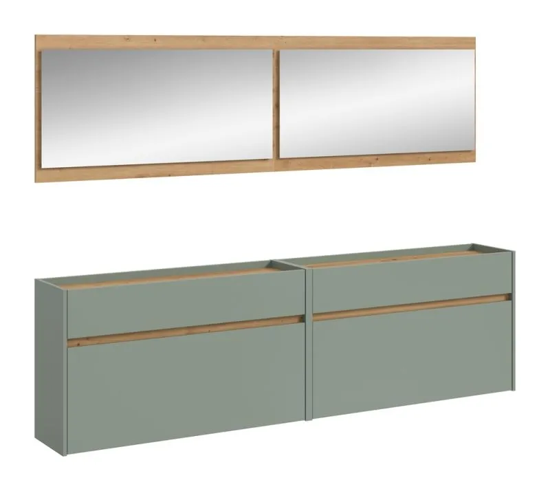 Garderoben-Set Drive 5 | Salbei / Artisan Oak | 4-teilig mit LED Beleuchtung