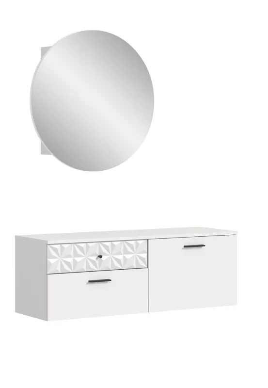 Garderoben-Set Prisma | weiß / weiß Hochglanz | 2-teilig | optional Beleuchtung