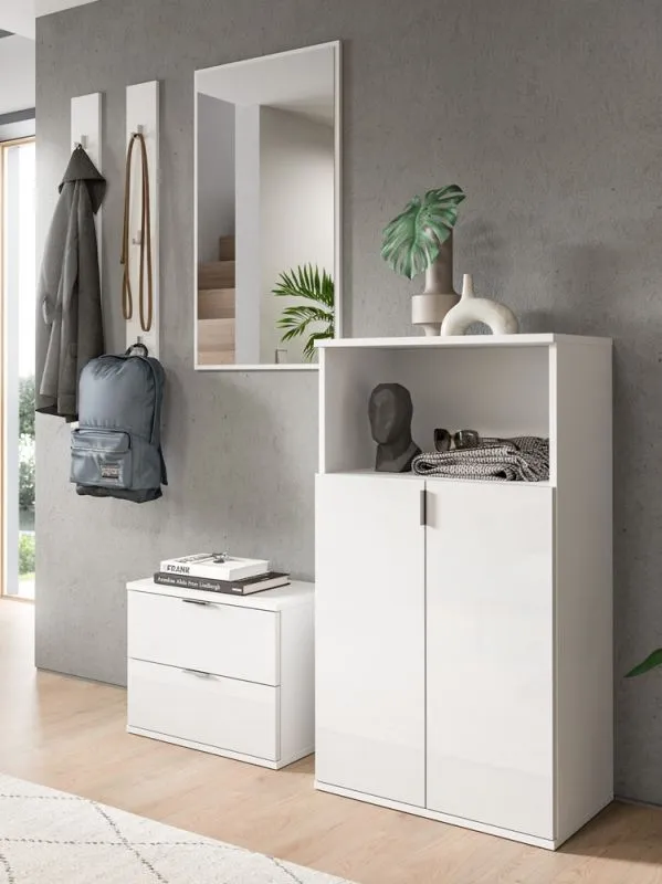 Garderoben Set Projekt X | mit Schuhschrank weiß Hochglanz 5-teilig