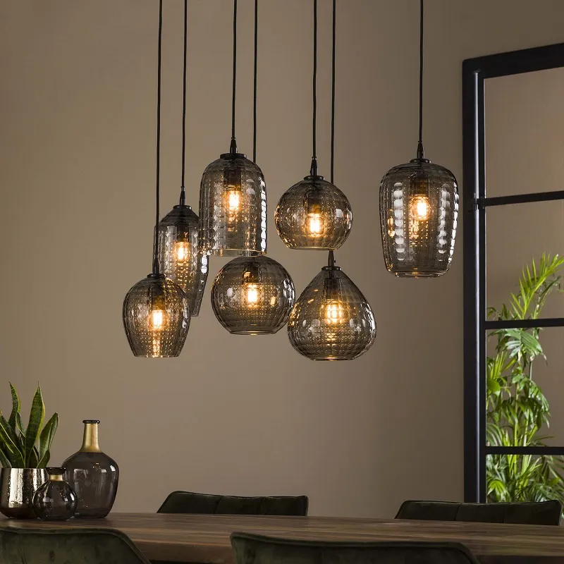 Hängelampe Diona | 7 Leuchten | Smoke grey glass