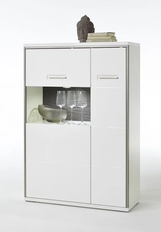 Highboard Trento 3 | weiß Hochglanz | mit 1er Set LED Unberbauspot weiß