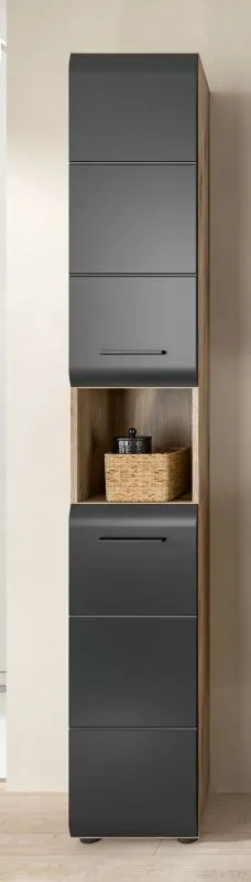 Hochschrank Ice | Nox Oak / schwarz matt