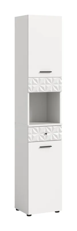 Hochschrank Prisma | weiß / weiß Hochglanz
