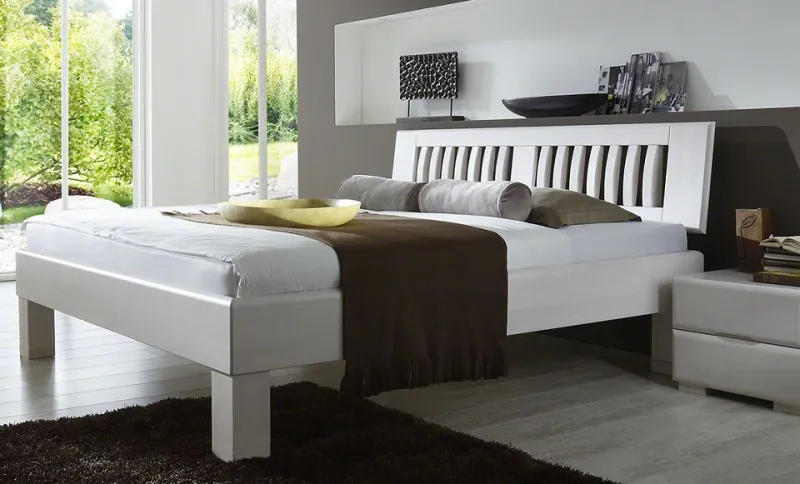 Holzbett massiv Dahlia | Buche weiß lackiert | 100x210 | Kopfteil 3