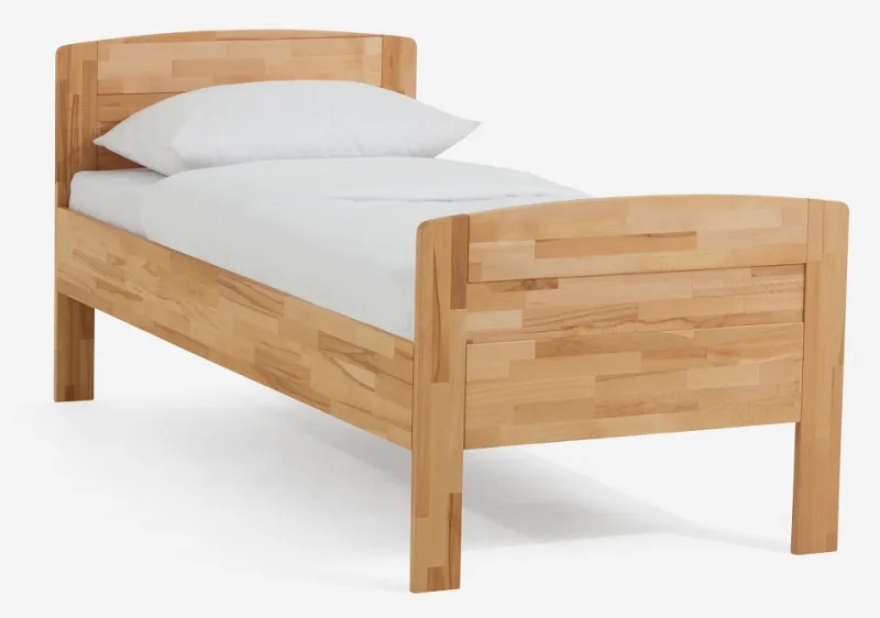 Holzbett massiv Jasmine | Kernbuche geölt | 120x220 | Kopfteil 2 mit Fußteil