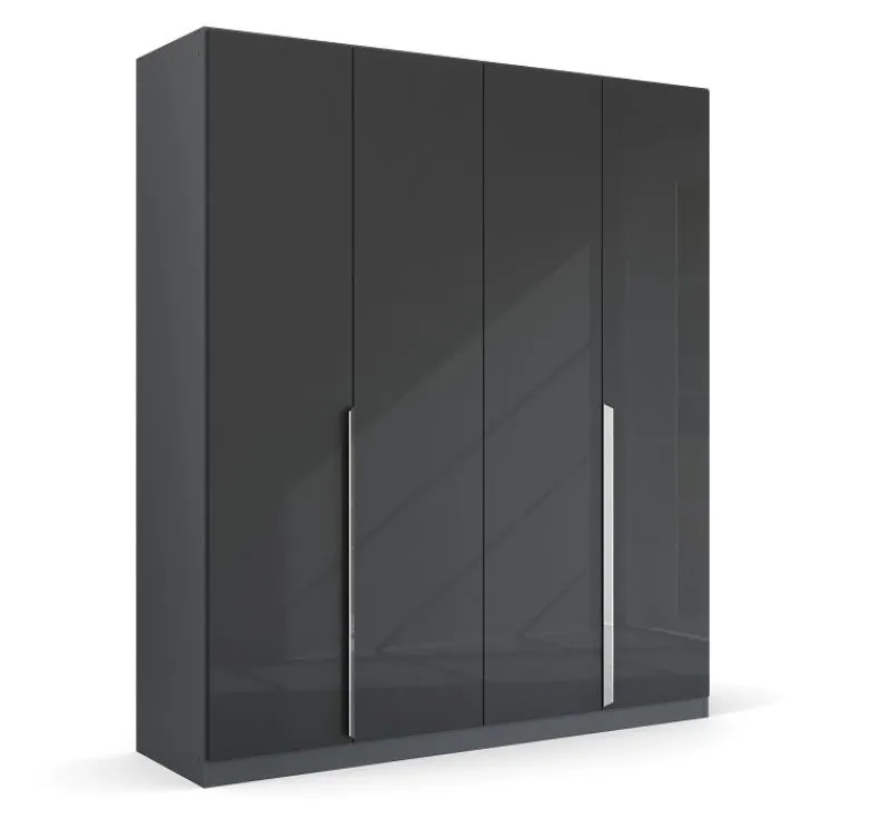 Kleiderschrank Drehtürenschrank Glamour | effektgrau Hochglanz / grau metallic | verschiedene Größen