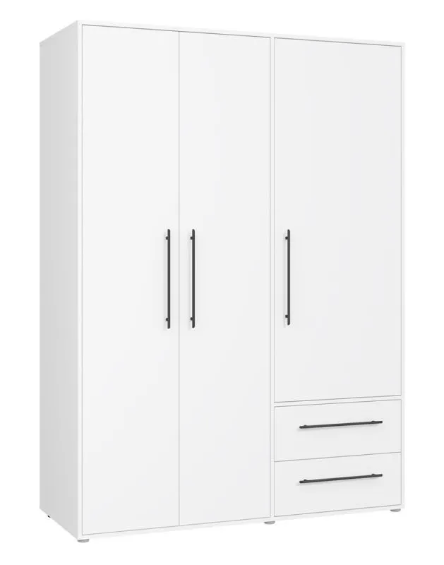 Kleiderschrank Drehtürenschrank Mokko | mit Schubkästen | weiß | 144,4 x 200 x 59 cm
