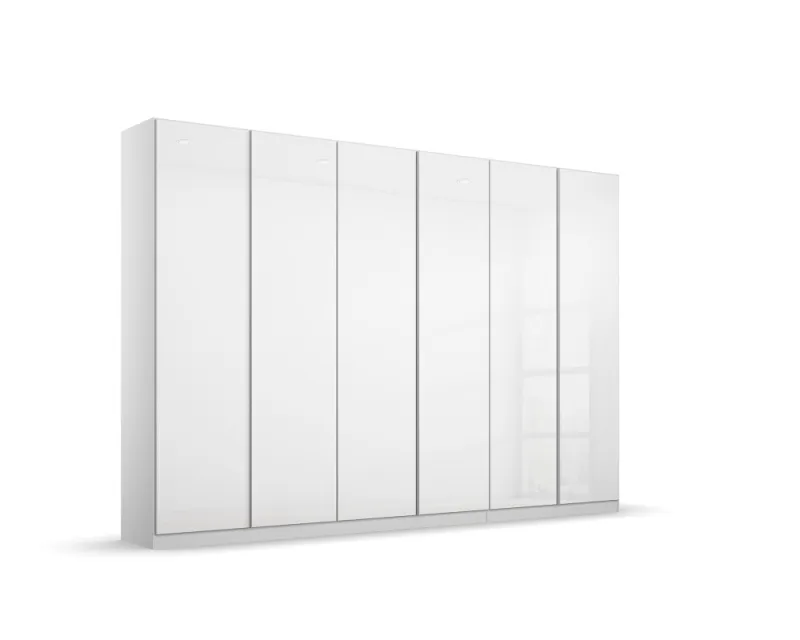 Kleiderschrank Drehtürenschrank Monostar | 6-türig | mit Glastüren | Alpinweiß | 271x210 | mit Schubkasteneinsatz & Wäscheeinteilung