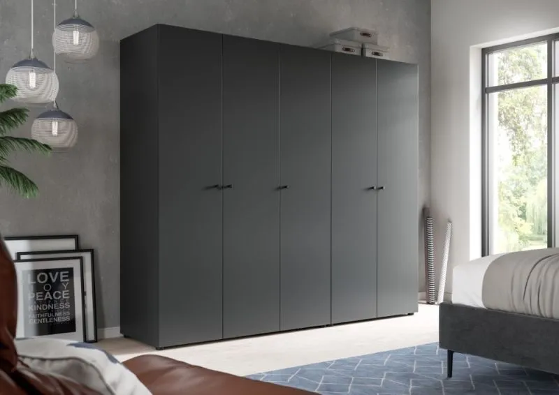 Kleiderschrank Set Darwin | 2-teilig | mit 2 & 3 Türen | anthrazit