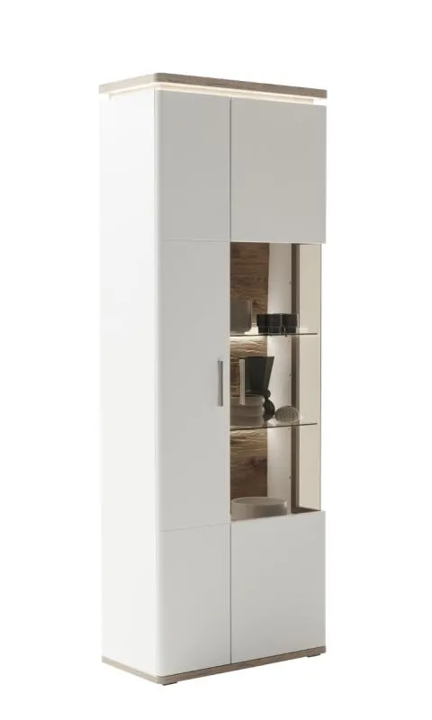Kombi-Vitrine Palermo | Soft white / Viking Oak | ohne Beleuchtung
