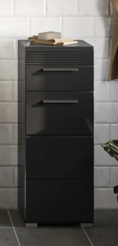 Kommode Unterschrank Linus | schwarz Hochglanz