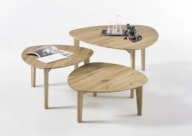 Couchtisch Set Camilla | 3-teilig | 60/60/80 | Asteiche massiv | Eichefarben