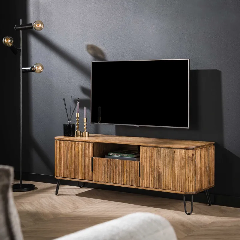 Lowboard / TV-Schrank Keke | Mangoholz massiv | sandfarben