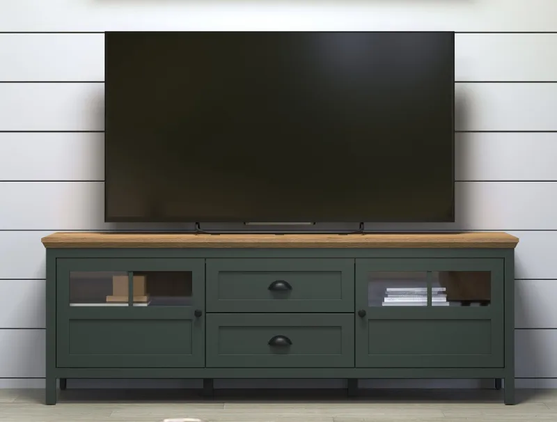 Lowboard TV-Schrank Stanton | Tannengrün / Eiche