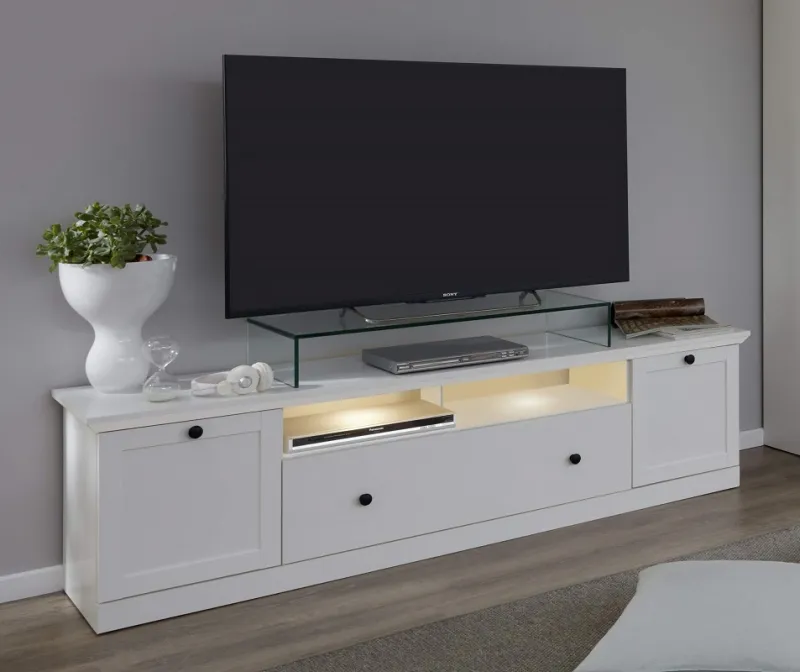 Lowboard TV-Unterteil Baxter | Landhausstil | weiß | LED Beleuchtung