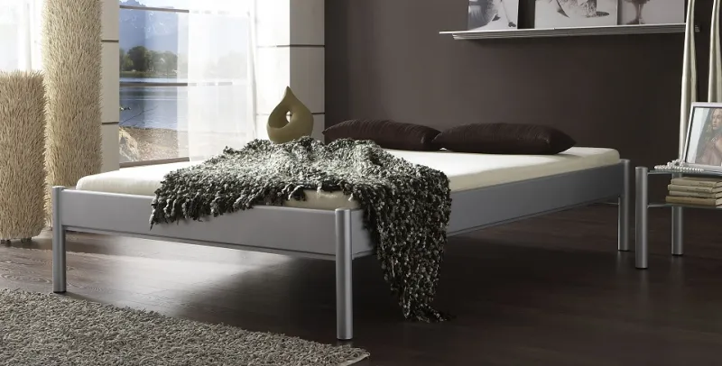 Metallbett Iris 3 | silber Struktur | 100x220