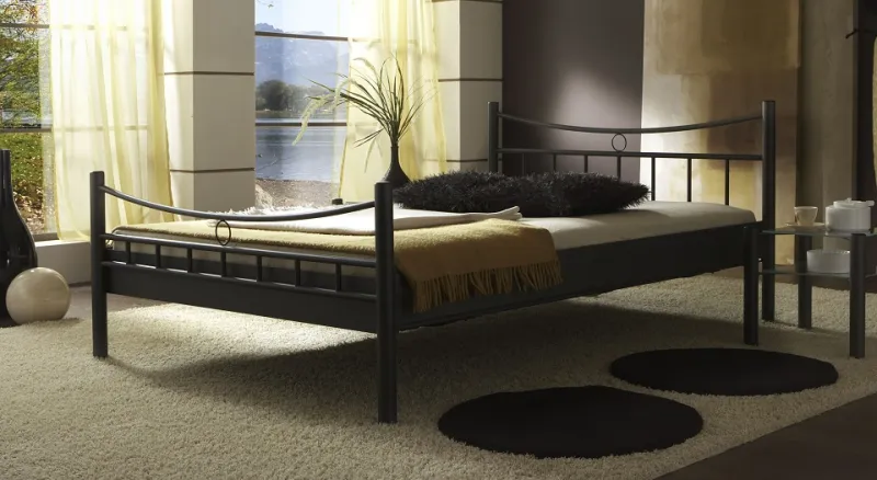 Metallbett Iris | schwarz | mit Fußteil | 100x210