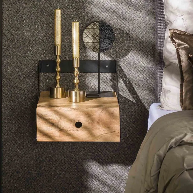 Nachttisch Set Milton | 2-teilig | mit Schubkasten | Akazie massiv | naturel