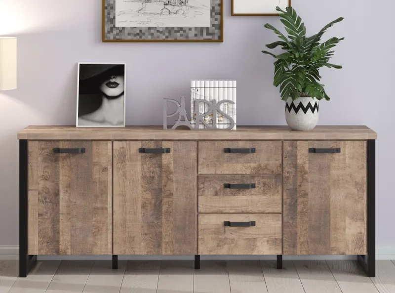 Sideboard Emile | Eiche Tabak / Schwarz