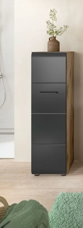 Standschrank Hängeschrank Ice | Nox Oak / schwarz matt